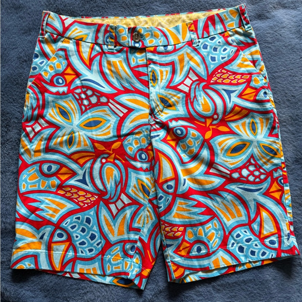 Loudmouth Men's Vibrant Patterned Shorts - Red, Blue, Yellow
